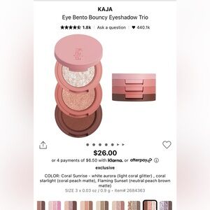TRENDY BRAND MAKEUP FROM SEPHORA KAJA BEAUTY BENTO BOUNCY EYESHADOW TRIO SET